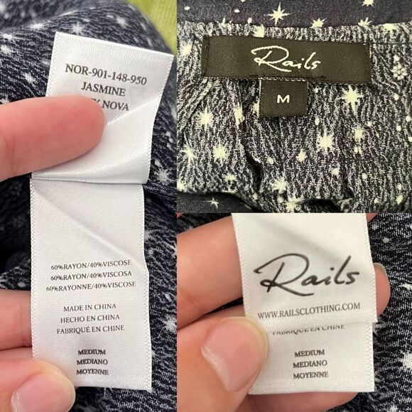 Rails Women Size M Blue Jasmine Stars Tiered Smocked Ruffle Mini Pullover Dress - Picture 13 of 16